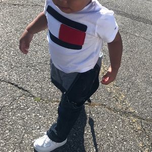 Tommy hilfigar shirt with overalls